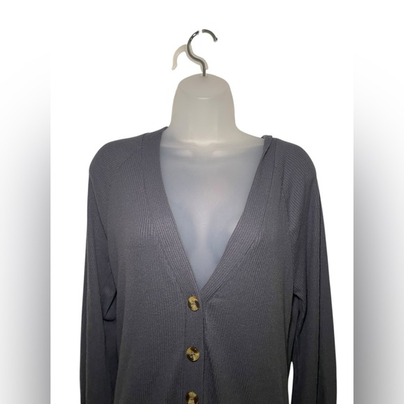 Chaser New Slate Blue Ribbed Cardigan Size Medium - Picture 2 of 5